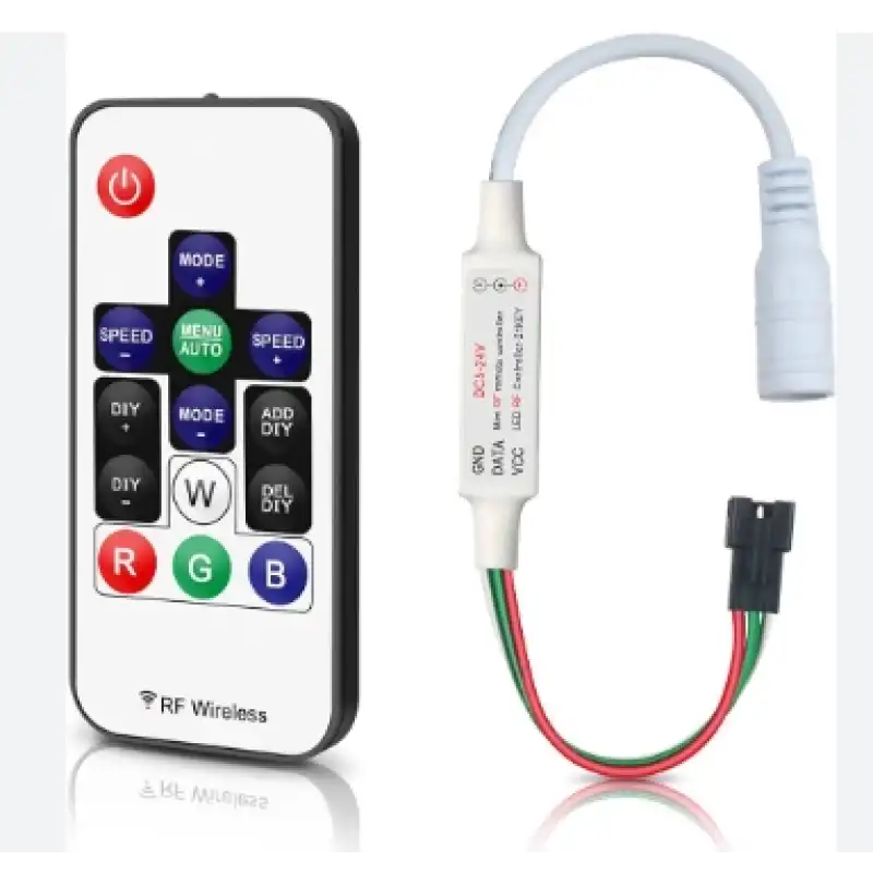 5 Metre 12 Volt 6x12 mm 120 Led Argb Pixel Neon 5A Plastik Adaptör 14 Tuş RF Kumandalı Set