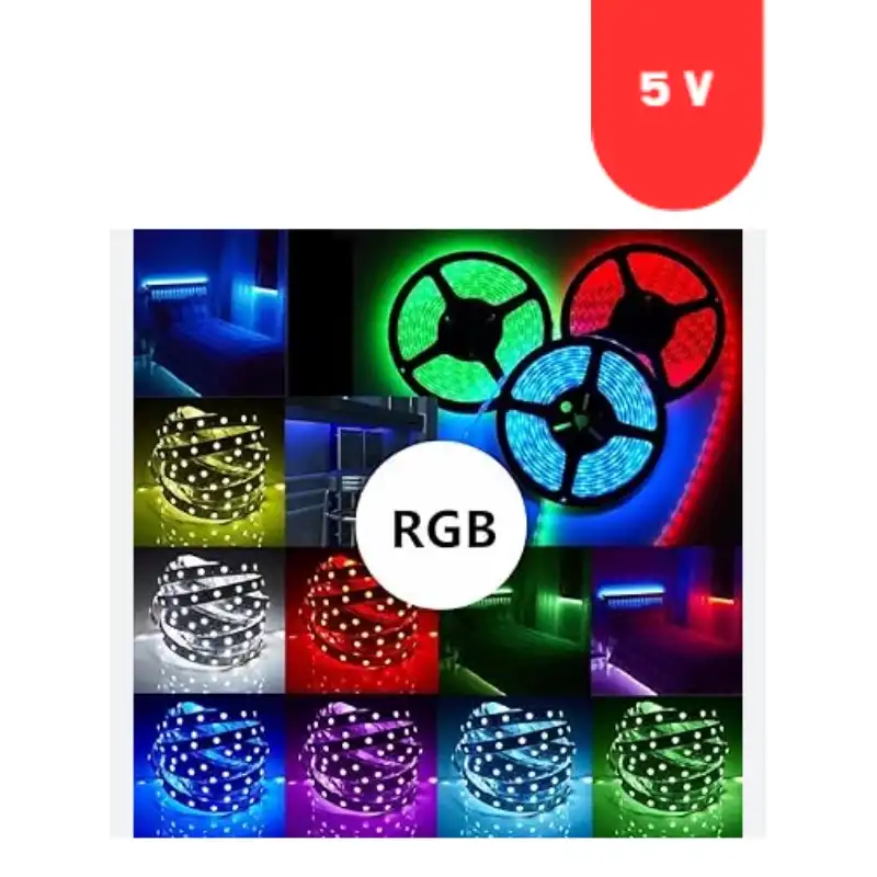 5V Volt RGB 5050 SMD İç Mekan 60 Led 5 Metre Şerit Led