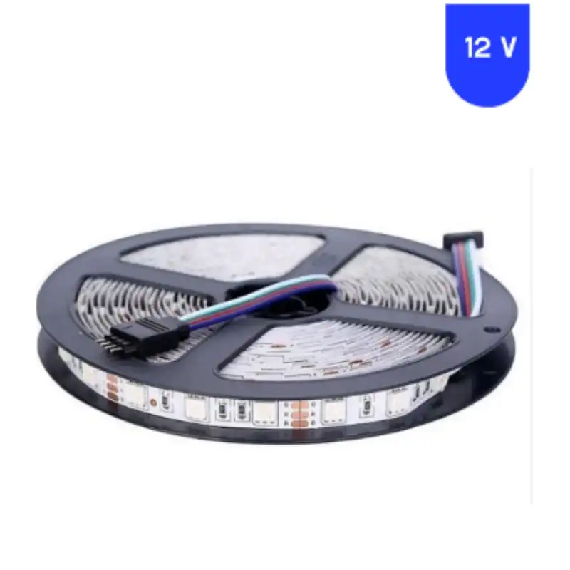 24 Volt RGB 5050 SMD İç Mekan Silikonsuz 60 Ledli 5 Metre Şerit Led