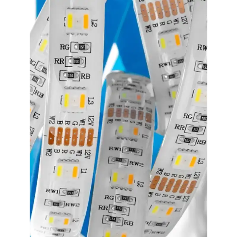 12 Volt RGBW+WW 5 Renk RGB Beyaz Günışığı 5050 SMD İç Mekan 60 Led 5 Metre Şerit Led