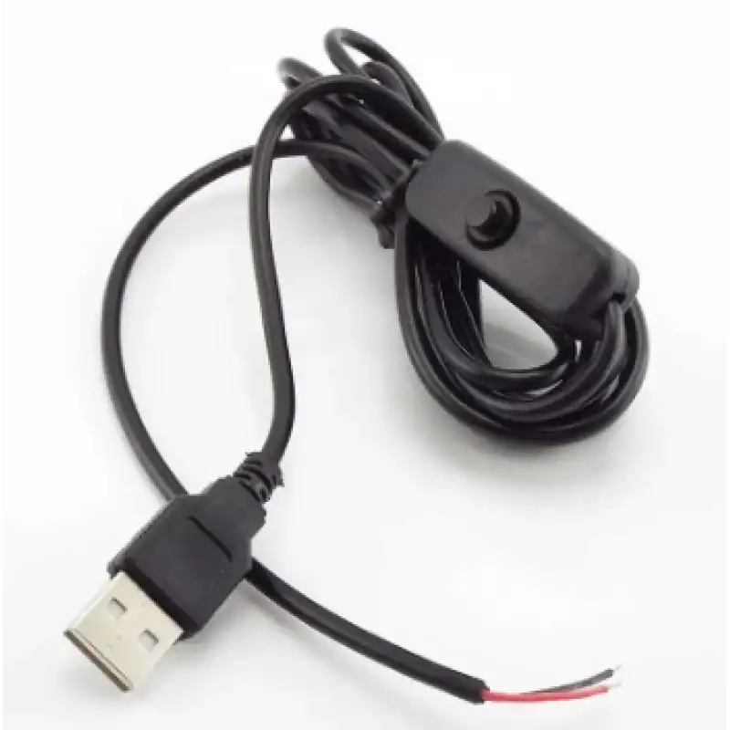 2 Amper 100 cm Switch li Ucu Açık USB li Siyah Renk Erkek Güç Kablosu