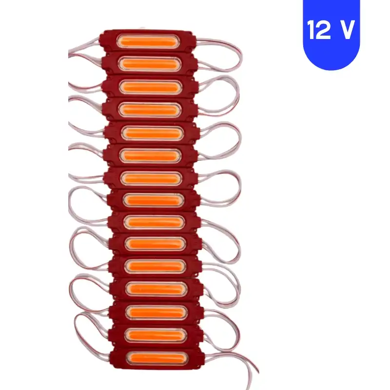 12 Volt 2 Watt Kırmızı Cob Led Modül IP65 10 Adet Modül