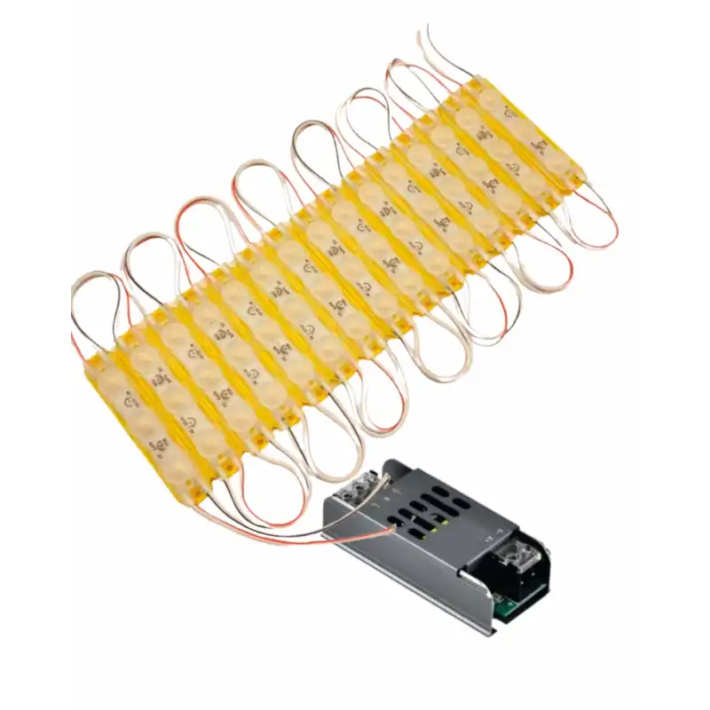 20 Adet 12 Volt 1.5 Watt 3 Lensli Amber 2835 SMD Led Modül IP65 Modül 5A Trafo Set