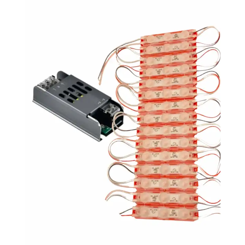 20 Adet 12 Volt 1.5 Watt 3 Lensli Kırmızı 2835 SMD Led Modül IP65 Modül 5A Trafo Set