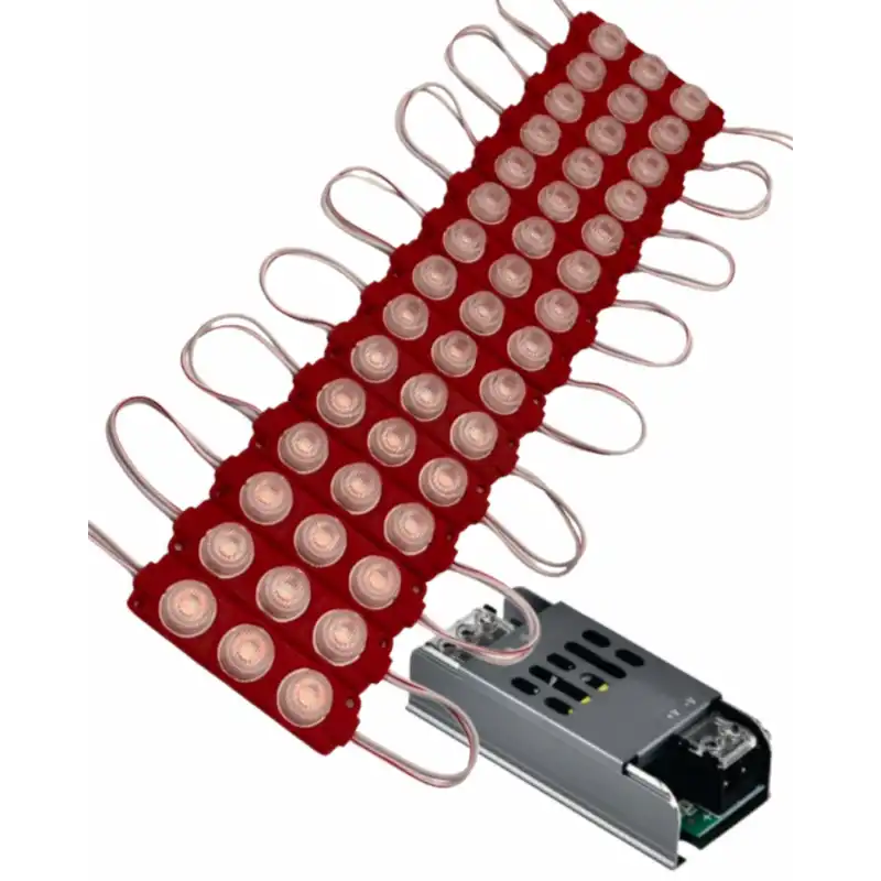 20 Adet 12 Volt 3 Watt 3 Lensli Kırmızı 3030 SMD Led Modül 5A Slim Trafo Set