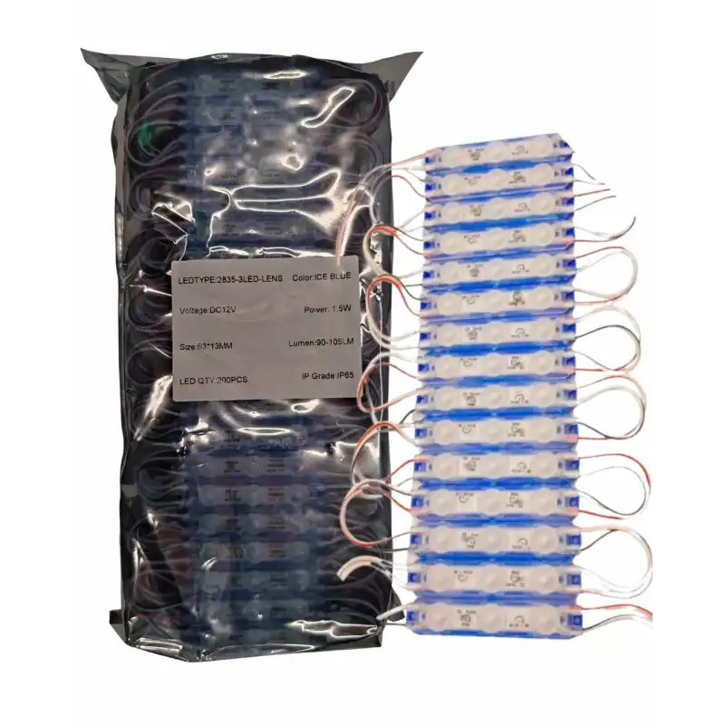 200 Adet 12 Volt 1.5 Watt 3 Lensli Turkuaz 2835 SMD Led Modül IP65 1 Paket