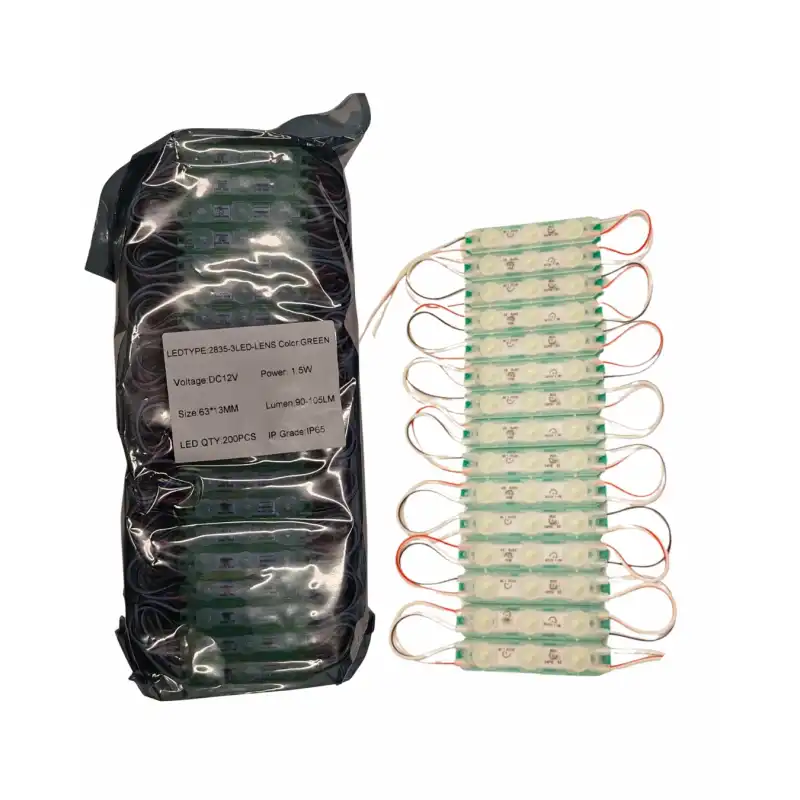 200 Adet 12 Volt 1.5 Watt 3 Lensli Yeşil 2835 SMD Led Modül IP65 Modül1 Paket
