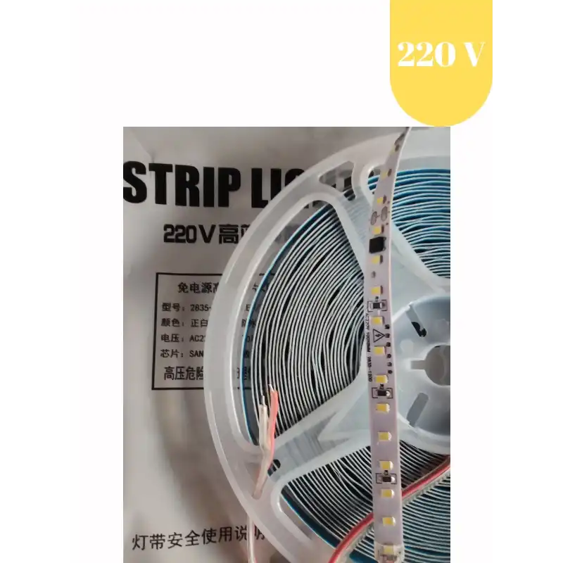 220 Volt 8 mm 2835 SMD 6500 K Beyaz İç Mekan 120 Ledli 10 Metre Şerit Led