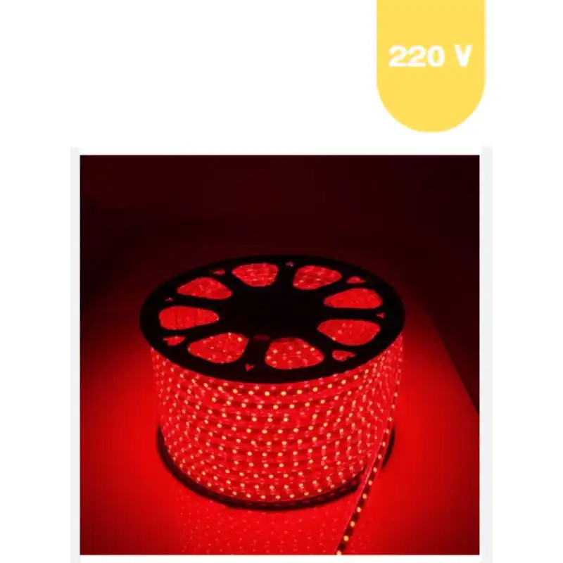 220 Volt Kırmızı 60 Ledli 3 Çipli Hortum Led 5 Metre Güç Kablosu Dahil