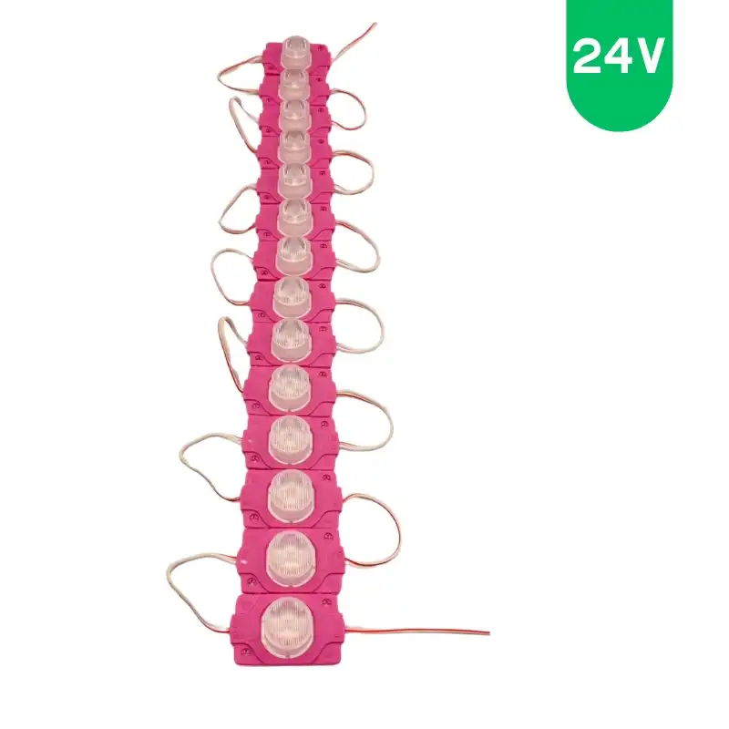 24 Volt 1.5 Watt Tek Lensli Pembe 3030 Led Modül IP65 10 Adet Modül