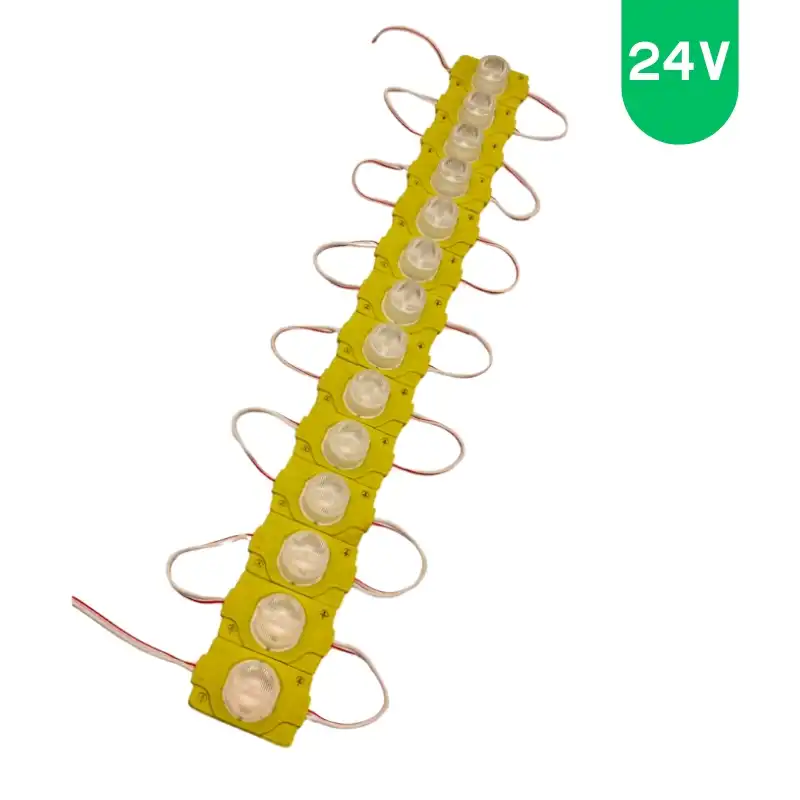 24 Volt 1.5 Watt Tek Lensli Sarı - Amber 3030 Led Modül IP65 10 Adet Modül