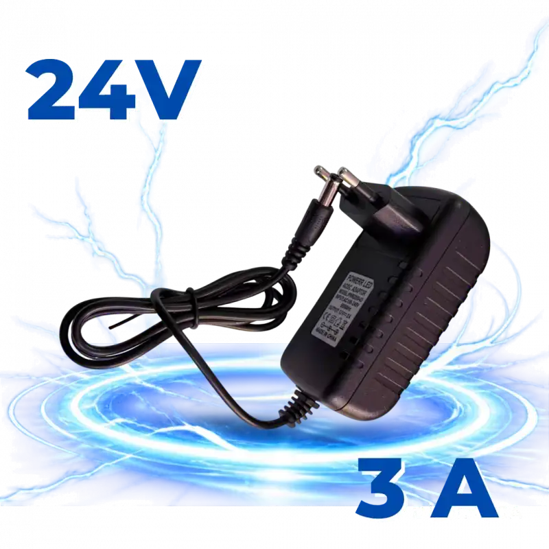 24 Volt 3 Amper 72 W Priz Tipi Plastik Kasa Adaptör