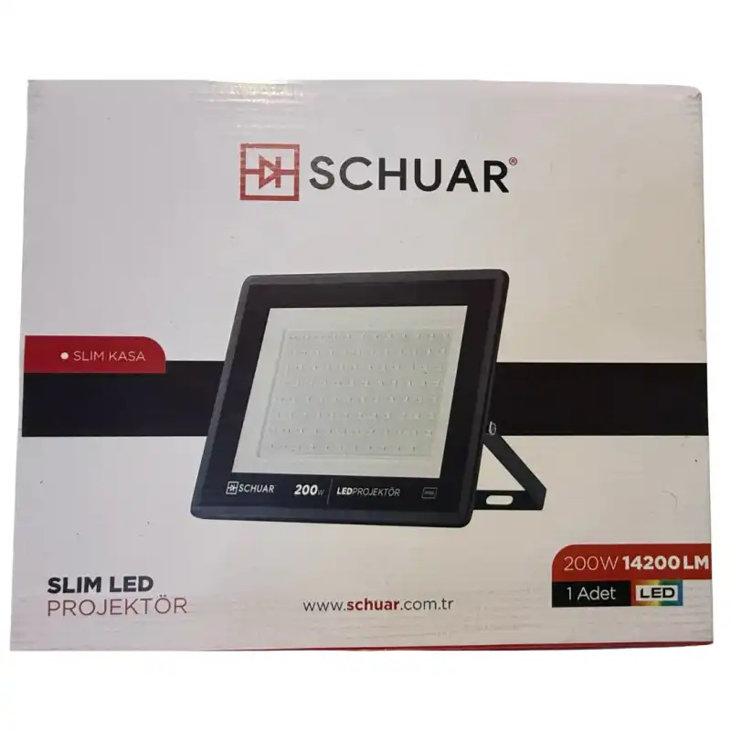 3 Adet Kampanyalı 200 Watt Siyah Slim Kasa 6500K Beyaz Işık IP65 Led Projektör