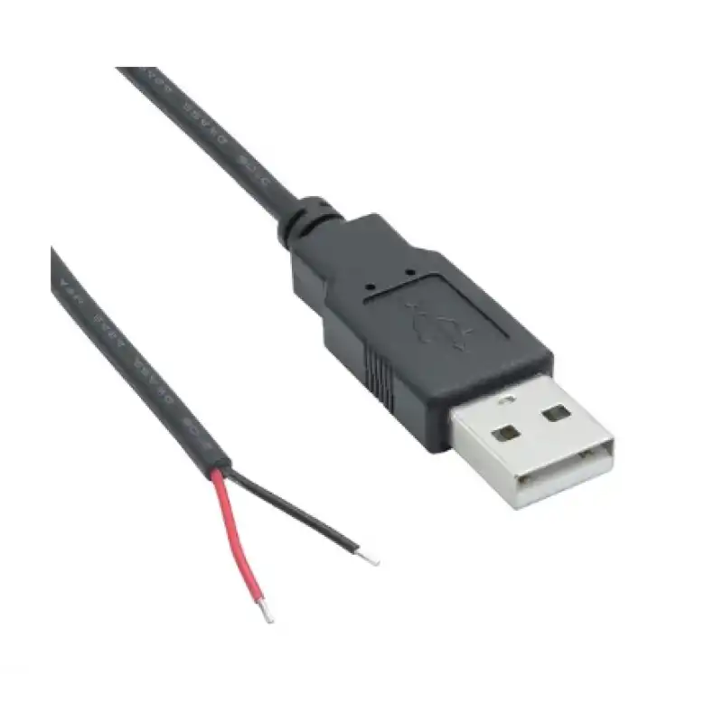 5 Volt 2 Amper 100 cm Ucu Açık USB li Siyah Renk Erkek Güç Kablosu