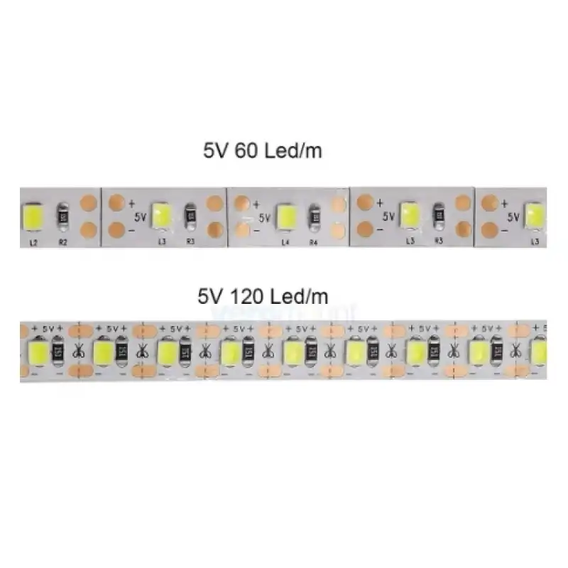 5 Volt 5 mm 2835 SMD 6500 K Beyaz İç Mekan 120 Ledli 5 Metre Şerit Led