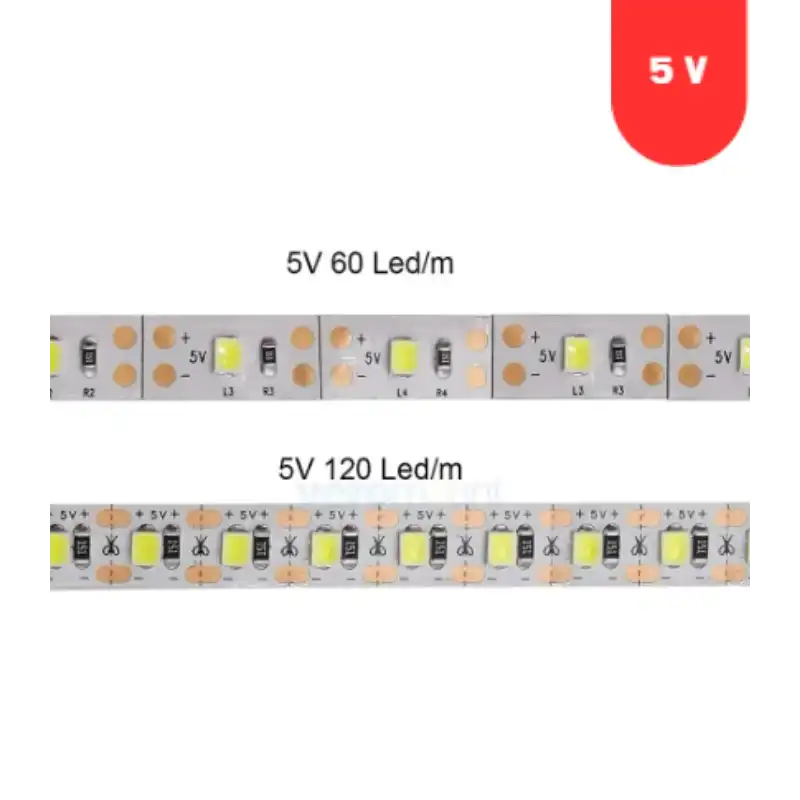 5 Volt 2835 SMD 6500 K Beyaz İç Mekan 60 Ledli 5 Metre Şerit Led