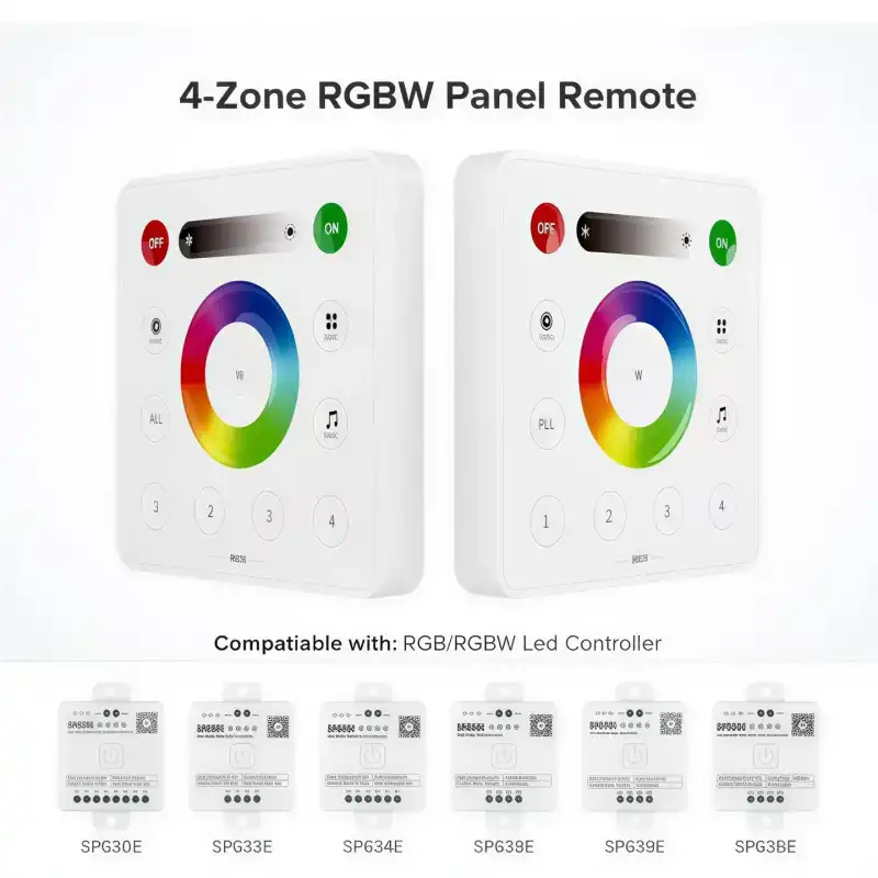 5V - 24V RC3 RGB ve RGBW Duvar Paneli 4 Bölge Dimmer Kontrol Uzaktan Kumanda