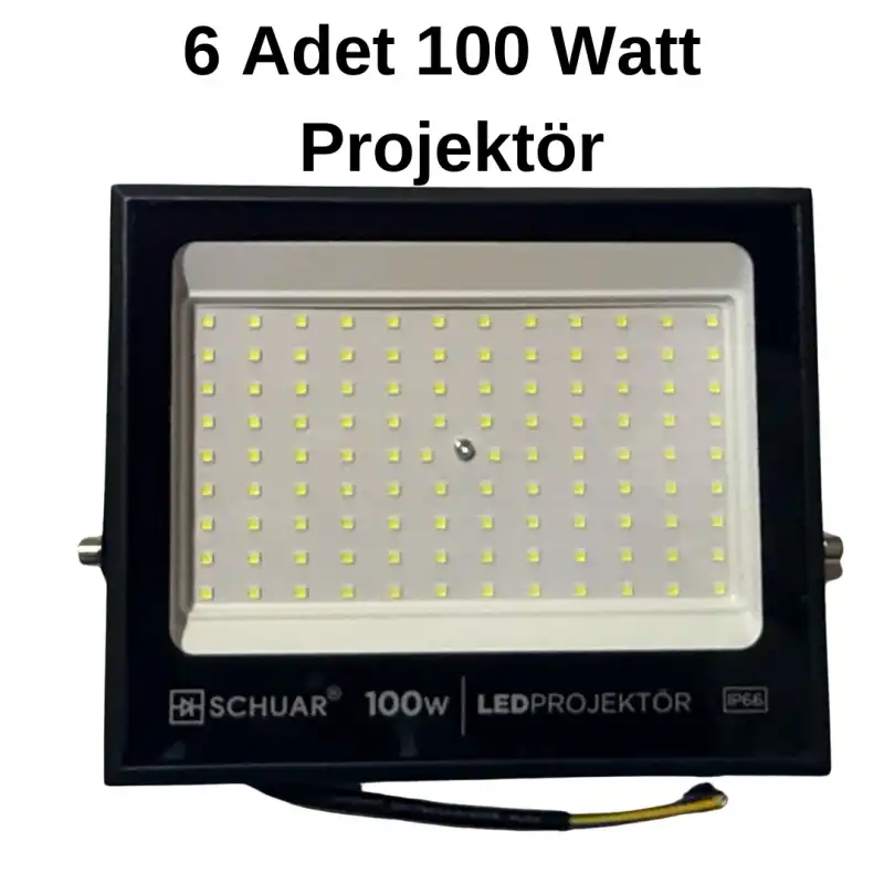 6 Adet Kampanyalı 100 Watt Siyah Slim Kasa 6500K Beyaz Işık IP65 Led Projektör