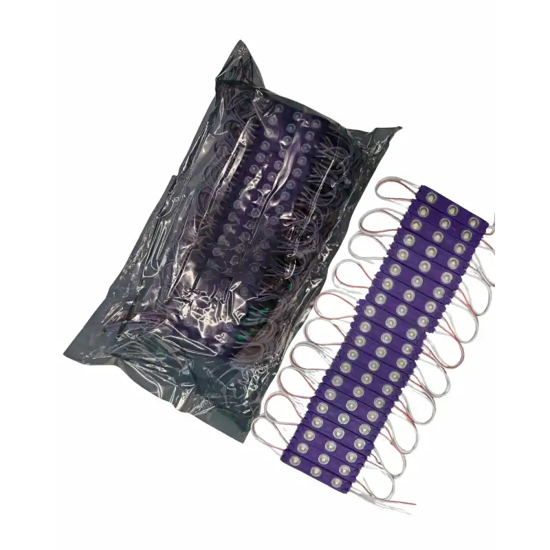 200 Adet 12 Volt 1.2 Watt 3 Lensli Mor Led Modül IP65 1 Paket