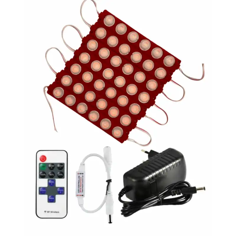 20 Adet 12 Volt 6 Watt 6 Lensli Kırmızı 3030 SMD Led Modül 12A Tek Renk RF Dimmer 3A Priz Tipi Adaptör Set