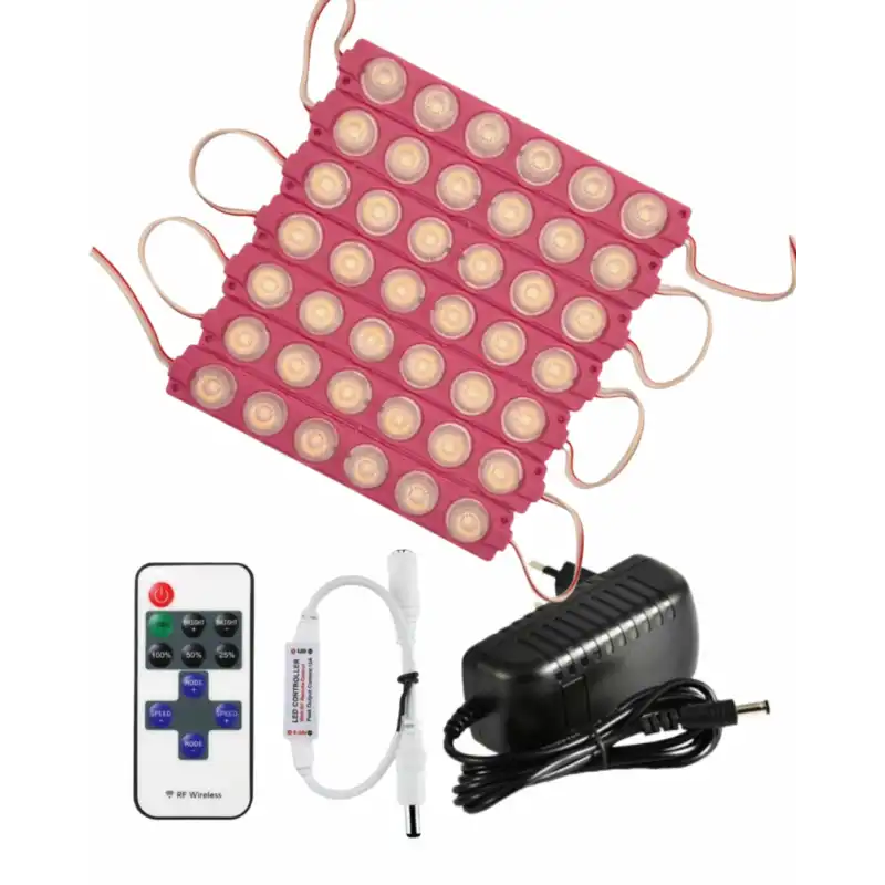 20 Adet 12 Volt 6 Watt 6 Lensli Pembe 3030 SMD Led Modül 12A Tek Renk RF Dimmer 3A Priz Tipi Adaptör Set