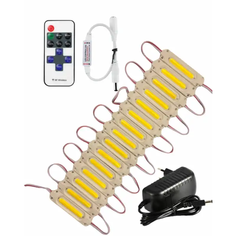 20 Adet 12 Volt 2 Watt 3000K Günışığı Cob Led Modül 12A Tek Renk RF Dimmer 2A Priz Tipi Adaptör Set