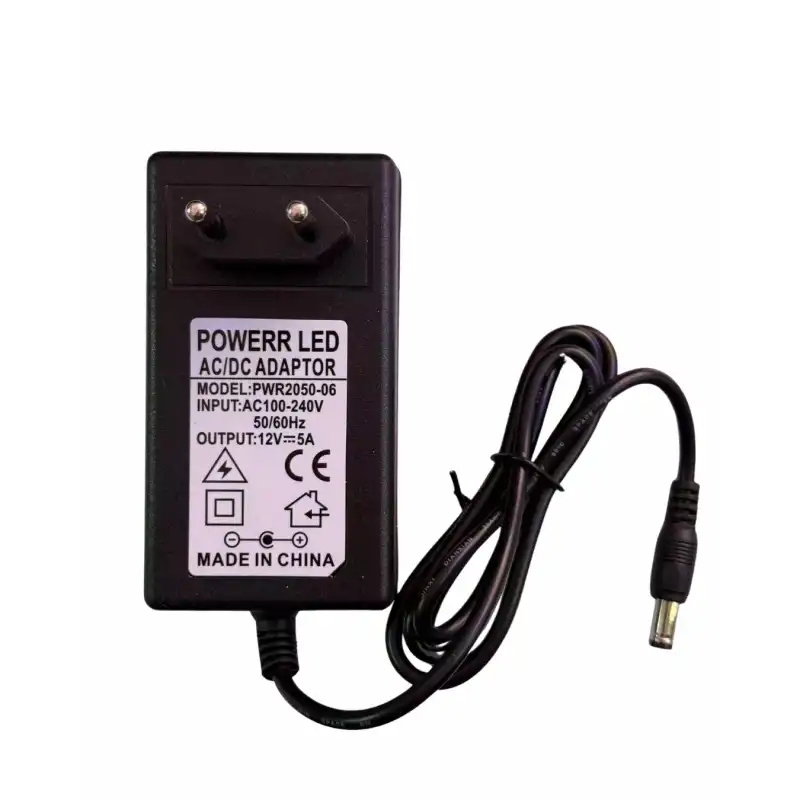 12 Volt 5 Amper 60 Watt Priz Tipi Plastik Kasa Adaptör