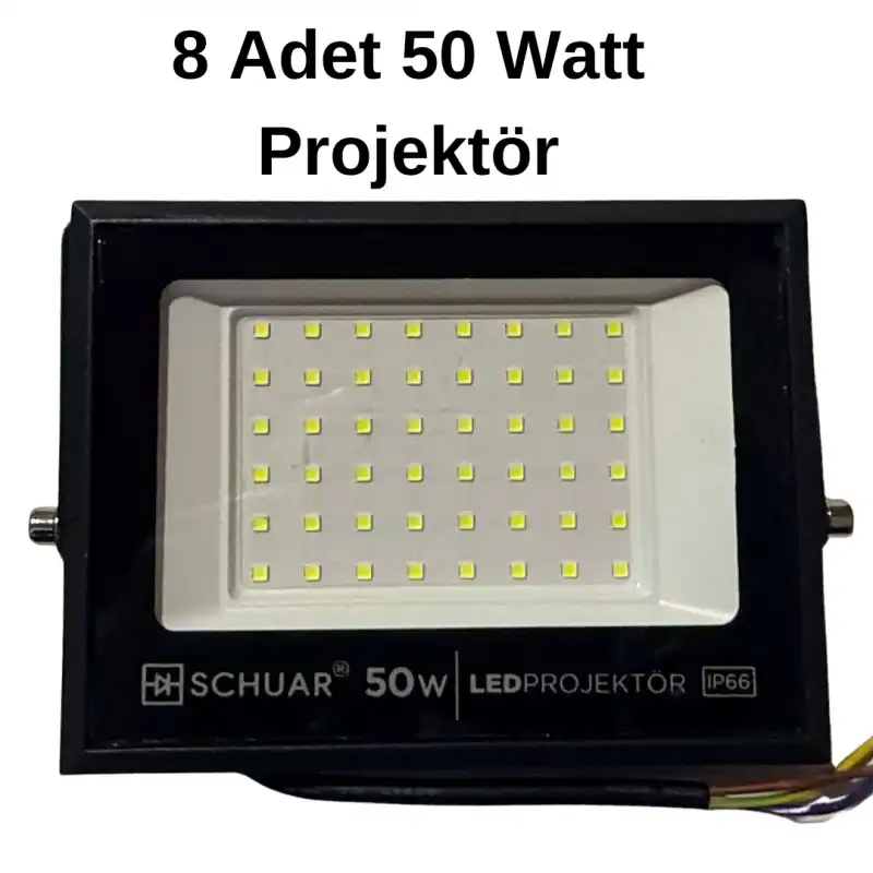 8 Adet Kampanyalı 50 Watt Siyah Slim Kasa 6500K Beyaz Işık IP65 Led Projektör