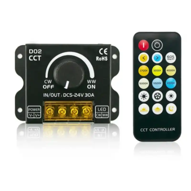 5V - 24V 30A 2 Kanal Çift Renk CCT 17 Tuşlu RF Kumanda ve Manuel Dimmer