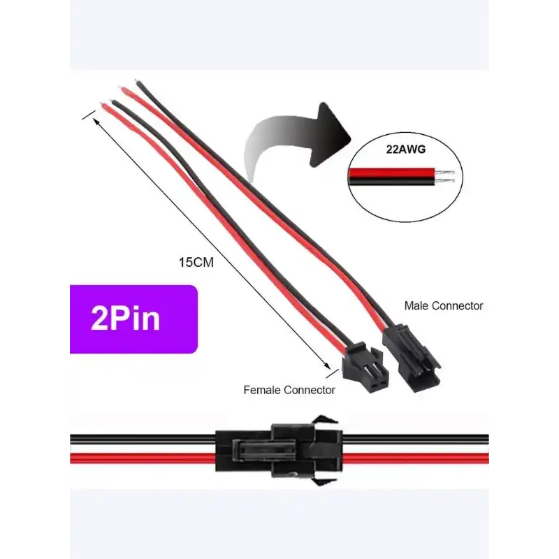 Tek Renk Şerit Led Bağlantı Soketli Kablo Takım 2 Pin 0.50 mm 10 adet