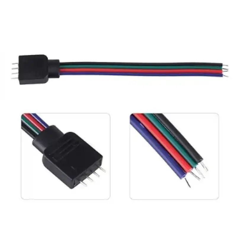 Rgb Şerit Led Kablolu Erkek Soketli 4 Pin İğneli Birleştirici 10 Adet