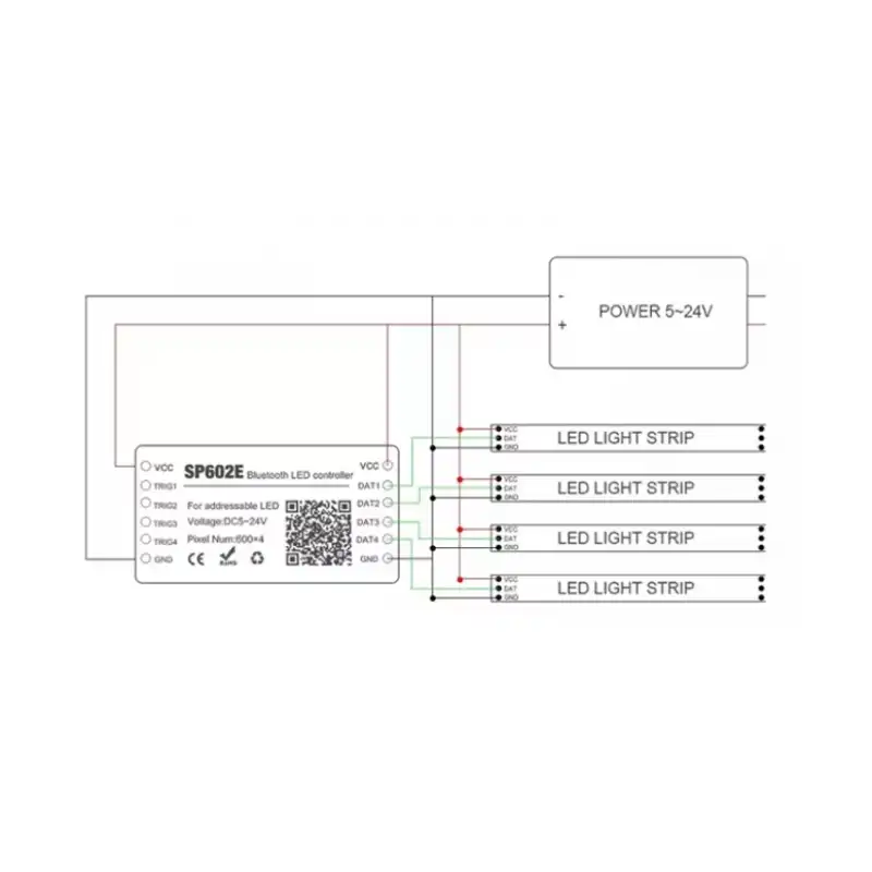 SP602E  Argb Pixel Magic APP ve RF Kumanda Kontrol 5-24V
