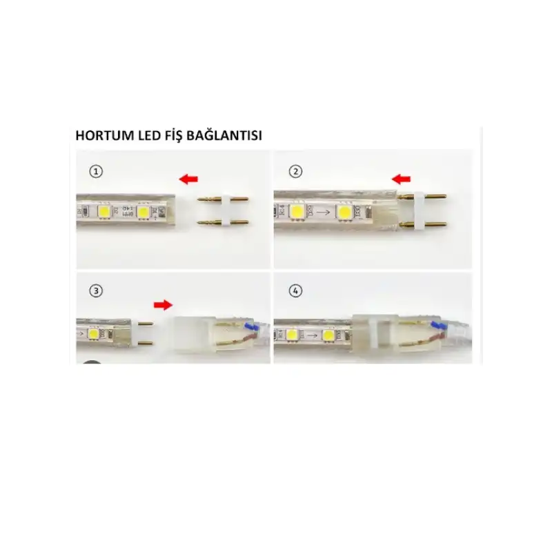 Tek Renk Hortum Led Fiş 220 V Güç Kablosu 2 Pin