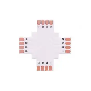 8 mm RGB Şerit X Birleştirme Aparatı Lehimsiz 4 Pin 10 Adet