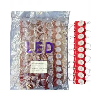 100 Adet 12 Volt 1.5 Watt Tek Lensli Kırmızı 3030 Led Modül IP65 1 Paket