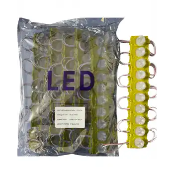 100 Adet 12 Volt 1.5 Watt Tek Lensli Amber 3030 Led Modül IP65 1 Paket