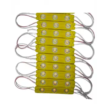 12 Volt 1.2 Watt 3 Lensli Amber Sarı 2835 SMD Led Modül IP65 10 Adet Modül