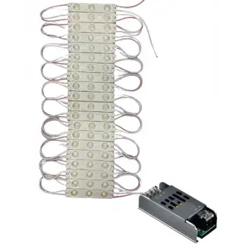 20 Adet 12 Volt 1.2 Watt 3 Lensli Günışığı 2835 SMD Led Modül IP65 5A Slim Trafo Set