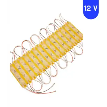 12 Volt 1.5 Watt 3 Lensli Sarı Amber 2835 SMD Led Modül IP65 10 Adet Modül