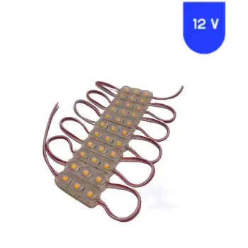 12 Volt 1.5 Watt Mini 3 Lensli Sarı Amber 2835 SMD Led Modül IP65 10 Adet Modül