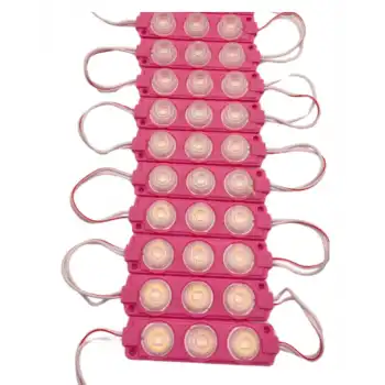 12 Volt 3 Watt 3 Lensli Pembe 3030 SMD Led Modül IP65 10 Adet Modül