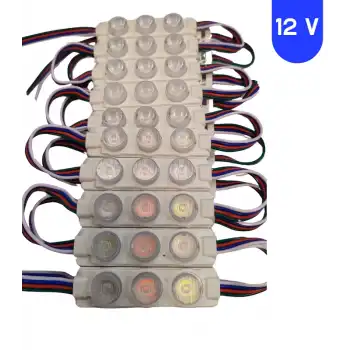 12 Volt 3 Watt 3 Lensli Rgb 3030 SMD Led Modül IP65 10 Adet Modül