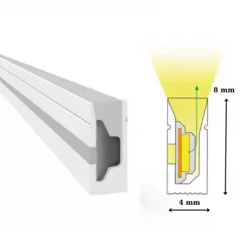 12 Volt 4x8 mm Günışığı 3000 K Mobilya Gömme Neon Led 50 Metre IP65
