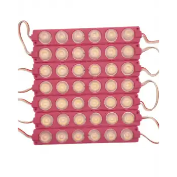 12 Volt 6 Watt 6 Lensli Pembe 3030 SMD Led Modül IP65 10 Adet Modül