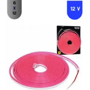 12 Volt 6x12 mm Esnek Neon Led Kırmızı 5 metre