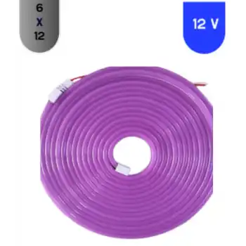 12 Volt 6x12 mm Esnek Neon Led Mor 5 metre