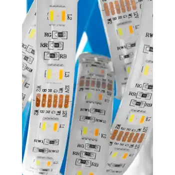 12 Volt RGBW+WW 5 Renk RGB Beyaz Günışığı 5050 SMD İç Mekan 60 Led 5 Metre Şerit Led