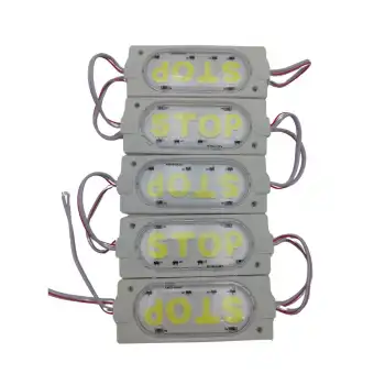 12 Volt Stop Yazılı Beyaz Işık 90x35 mm Çakar Modül 5 Adet
