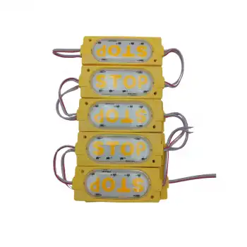 12 Volt Stop Yazılı Sarı - Amber Işık 90x35 mm Çakar Modül 5 Adet