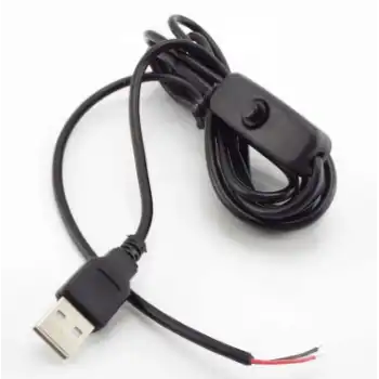 2 Amper 100 cm Switch li Ucu Açık USB li Siyah Renk Erkek Güç Kablosu